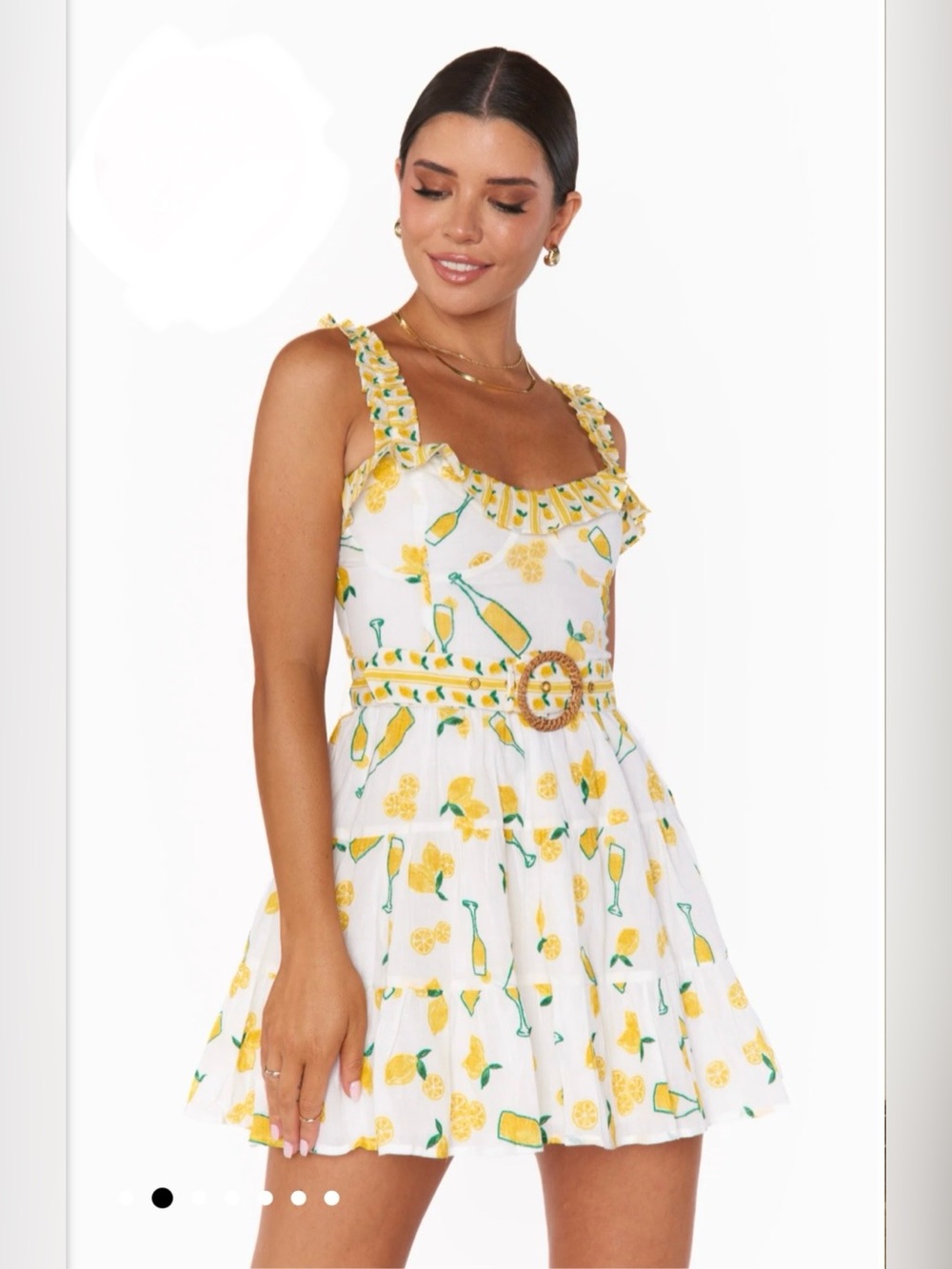 Show Me Your Mumu Jolene Mini Dress Limoncello Embroidery sz Small Coastal Chic - Picture 8 of 17